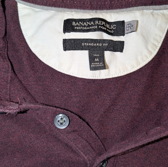 Banana Republic Performance Pique Polo Long Sleeves Deep Red - Picture 5 of 7